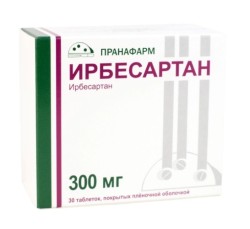 Ирбесартан, таблетки покрытые оболочкой пленочной 300 мг 30 шт