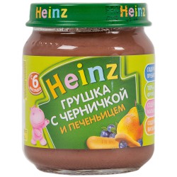 Пюре Heinz грушка и черничка с печеньицем с 6 мес 120 г